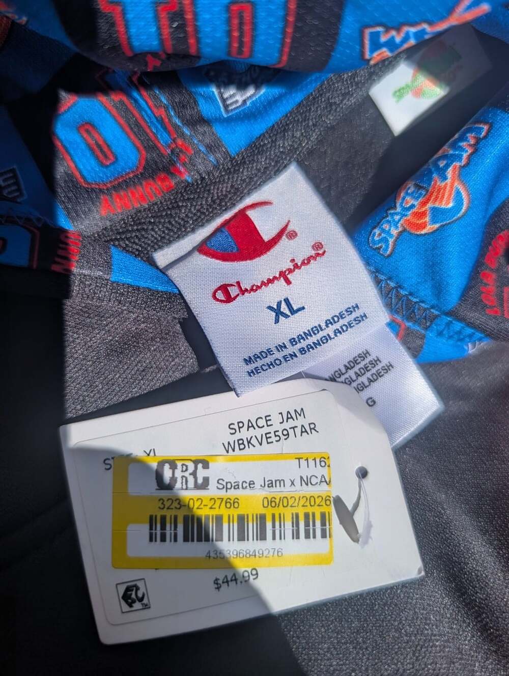 Champion Space Jam Hoodie Size XL Black Blue All Over Printed